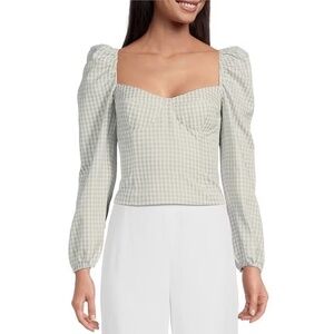 NWT Gianni Bini Kelsi Gingham Bustier Long Sleeve Top